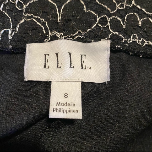 Elle pull on black/white lace skirt fully lined, midi, no zip,SZ 8 GUC formal - Picture 3 of 6